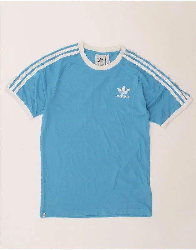 ADIDAS Womens T-Shirt Top UK 6 XS Blue Cotton Thin T-Shirt Open Front Quick Dry