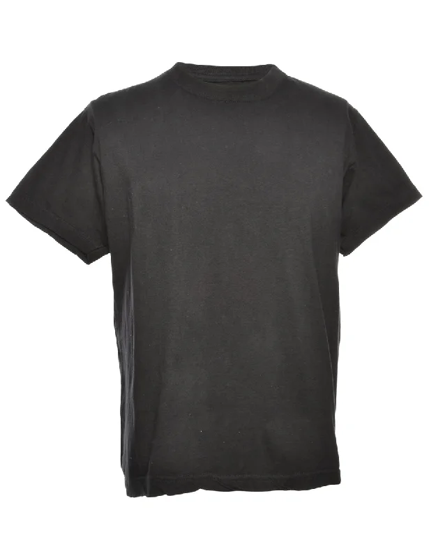 Black Plain T-shirt - M Embroidered Appliqued Beaded