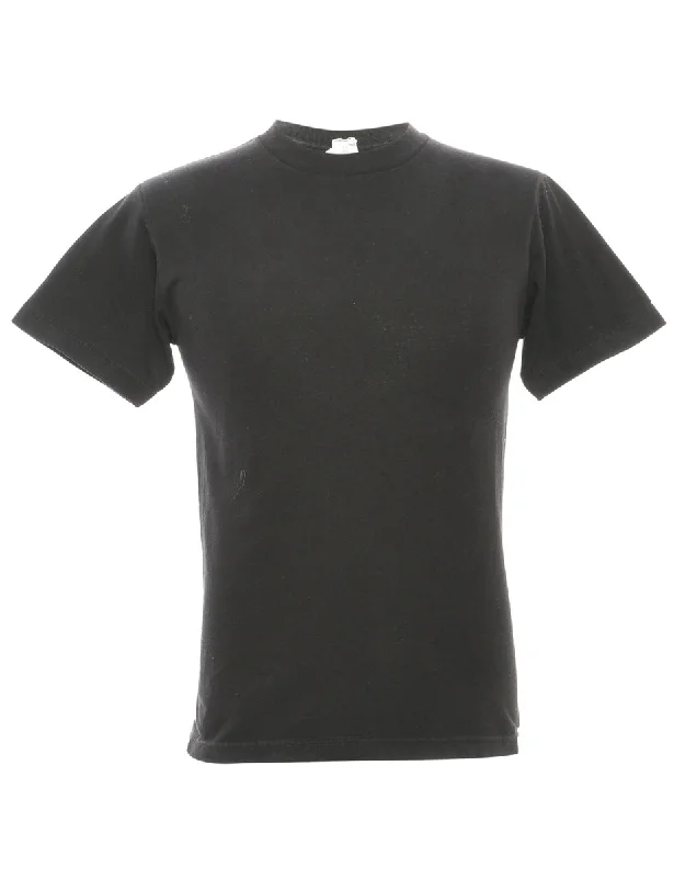 Black Plain T-shirt - S Mesh Blend Leather Blend Suede Blend
