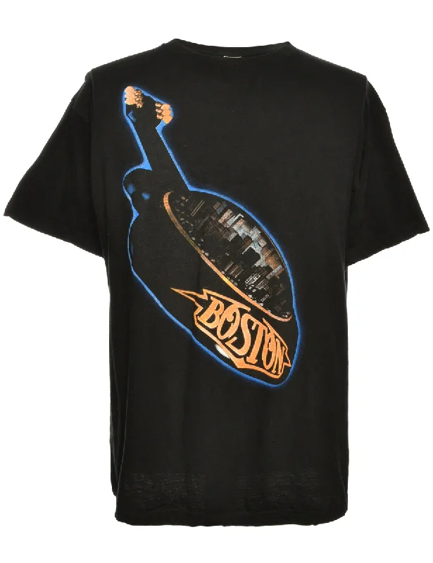 Black Printed T-shirt - L Spandex Blend Rayon Blend Denim Blend