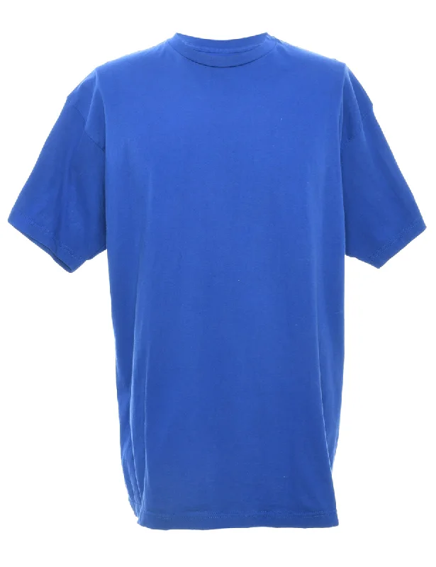 Blue Plain T-shirt - L Cozy Warm Stylish