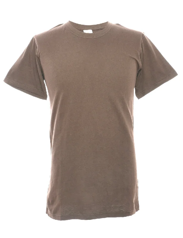 Brown Plain T-shirt - S Plaid T-Shirt Polka Dot Checkered