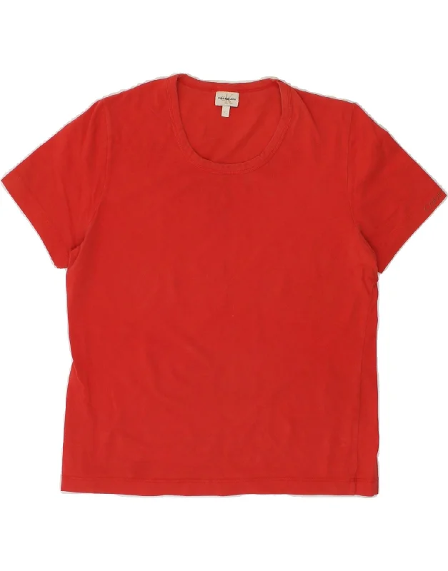 CALVIN KLEIN JEANS Womens T-Shirt Top UK 18 XL Red Elasticated Padded Insulated