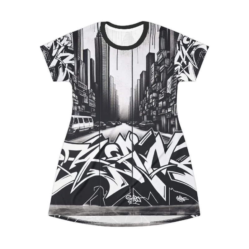 CKL Streetwear 2 T-Shirt Dress (AOP) Graphic Embroidered Appliqued