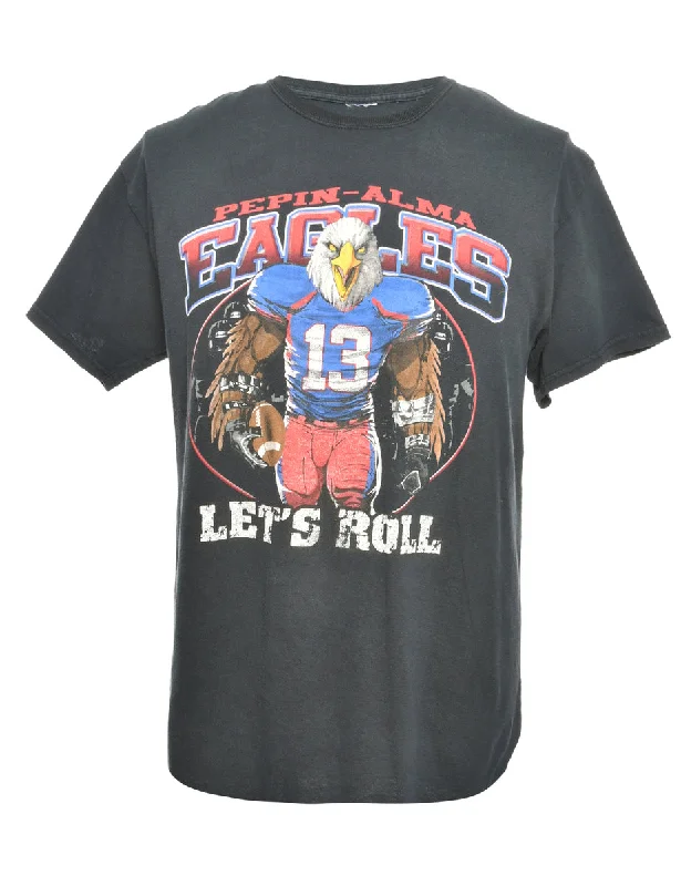 Eagle Printed T-shirt - L Silk Blend Satin Velvet