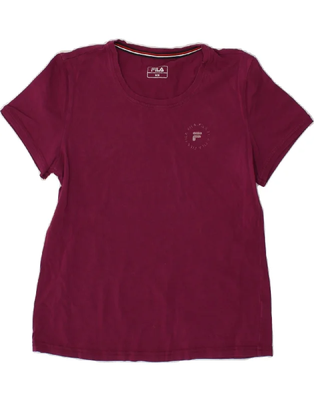 FILA Womens T-Shirt Top EU 38 Medium Pink Satin Blend Silk Blend Wool Blend