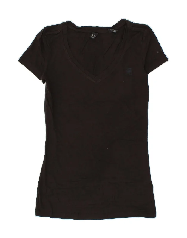 G-STAR Womens T-Shirt Top UK 8 Small Black Seamless Knitted Crochet