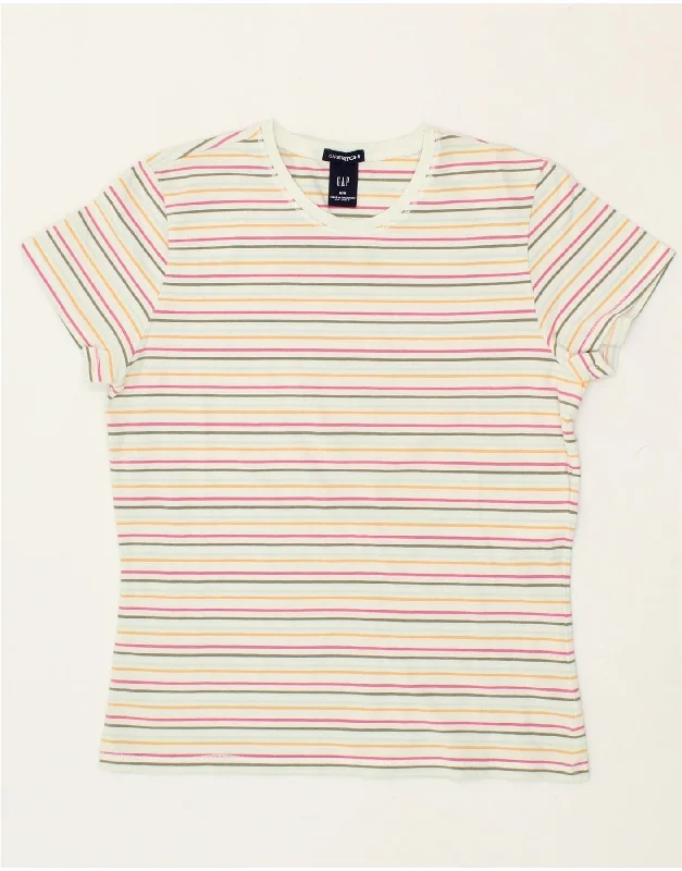 GAP Womens T-Shirt Top UK 12 Medium White Striped Cotton Mesh Fabric Canvas Fabric Denim Fabric GAP Womens T-Shirt Top UK 12 Medium White Striped Cotton Mesh Fabric Canvas Fabric Denim Fabric