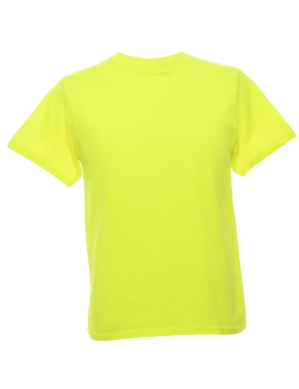 Green Plain T-shirt - L Zippered Front Buttoned Front Snap Front
