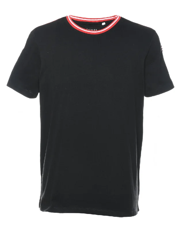 Guess Black & Red Contrast Plain T-shirt - L Wool Fabric Cashmere Fabric Tweed Fabric Guess Black & Red Contrast Plain T-shirt - L Wool Fabric Cashmere Fabric Tweed Fabric