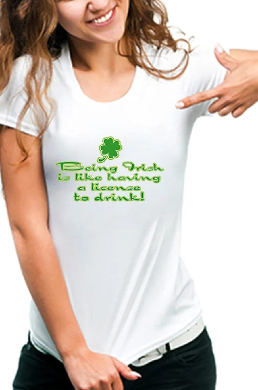 Irish License To Drink Girls T-Shirt Modern Contemporary Chic
