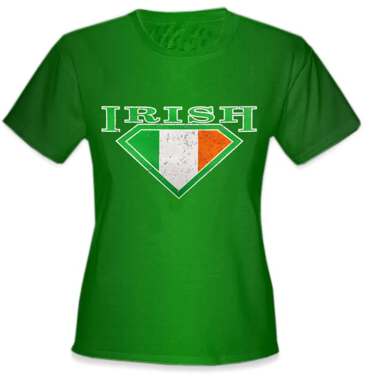 Irish Super Shield Ladies T-Shirt Ribbed Striped Patterned