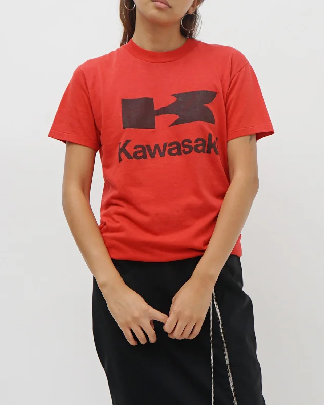Kawasaki Printed T-Shirt Collared T-Shirt Boat Neck A-Line