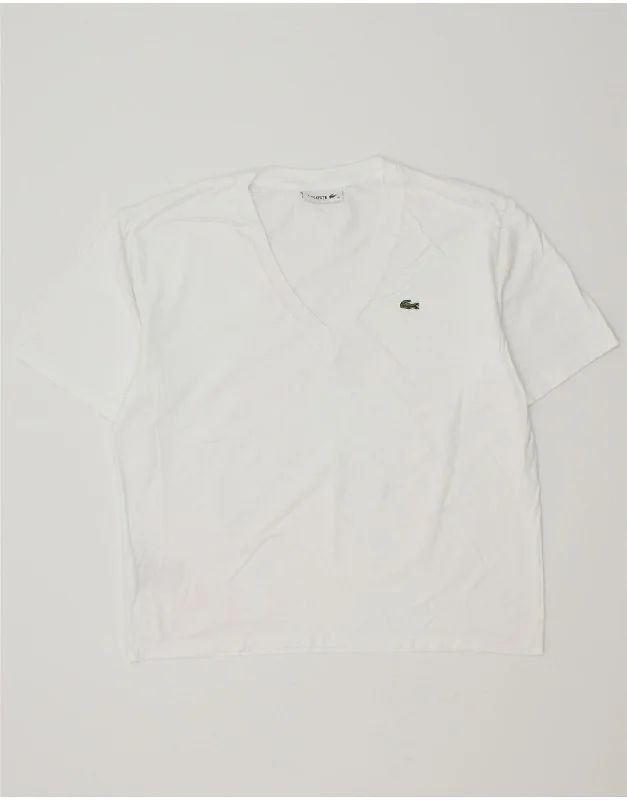 LACOSTE Womens T-Shirt Top Size 36 Small White Cotton Front Pockets Side Pockets Patch Pockets LACOSTE Womens T-Shirt Top Size 36 Small White Cotton Front Pockets Side Pockets Patch Pockets