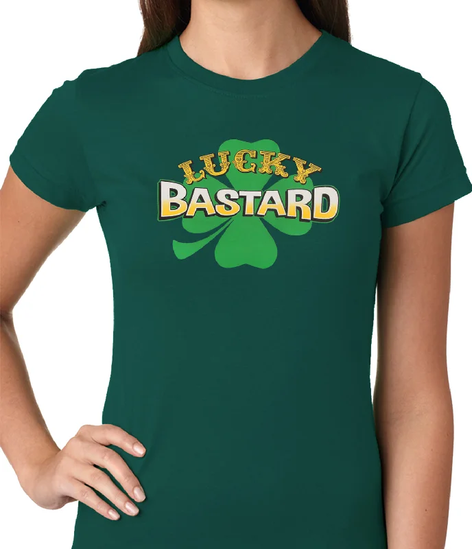 Lucky Bastard Irish Shamrock Girls T-shirt Mesh Blend Leather Blend Suede Blend