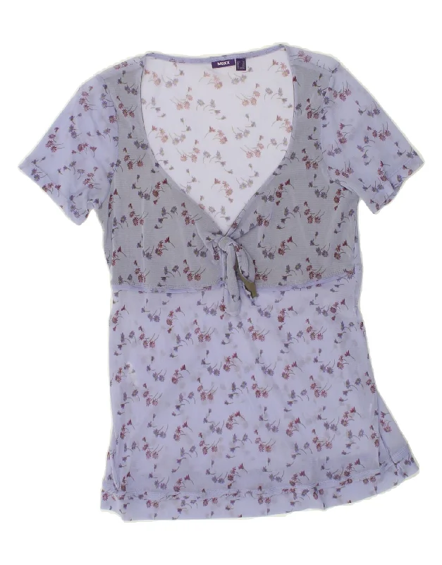 MEXX Womens T-Shirt Top UK 20 2XL Purple Floral Satin Fabric Silk Fabric Chiffon Fabric MEXX Womens T-Shirt Top UK 20 2XL Purple Floral Satin Fabric Silk Fabric Chiffon Fabric
