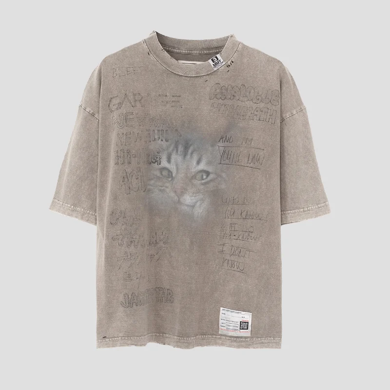 DISTRESSED T-SHIRT (CAT) Silk Blend Satin Velvet