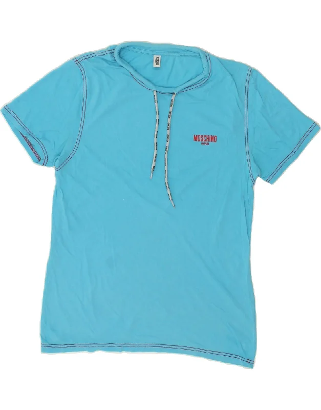 MOSCHINO Womens T-Shirt Top UK 16 Large Blue Cotton Casual Formal Business