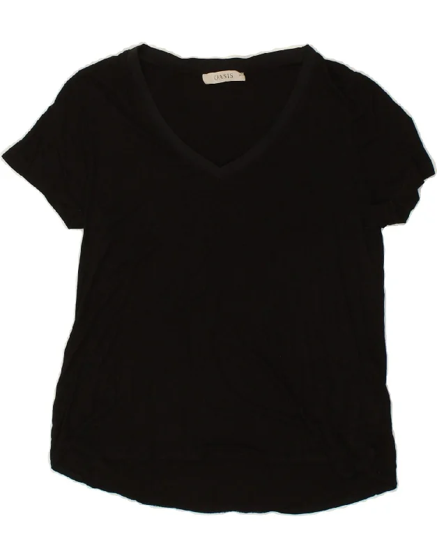 OASIS Womens T-Shirt Top UK 12 Medium Black Spandex Blend Rayon Blend Denim Blend