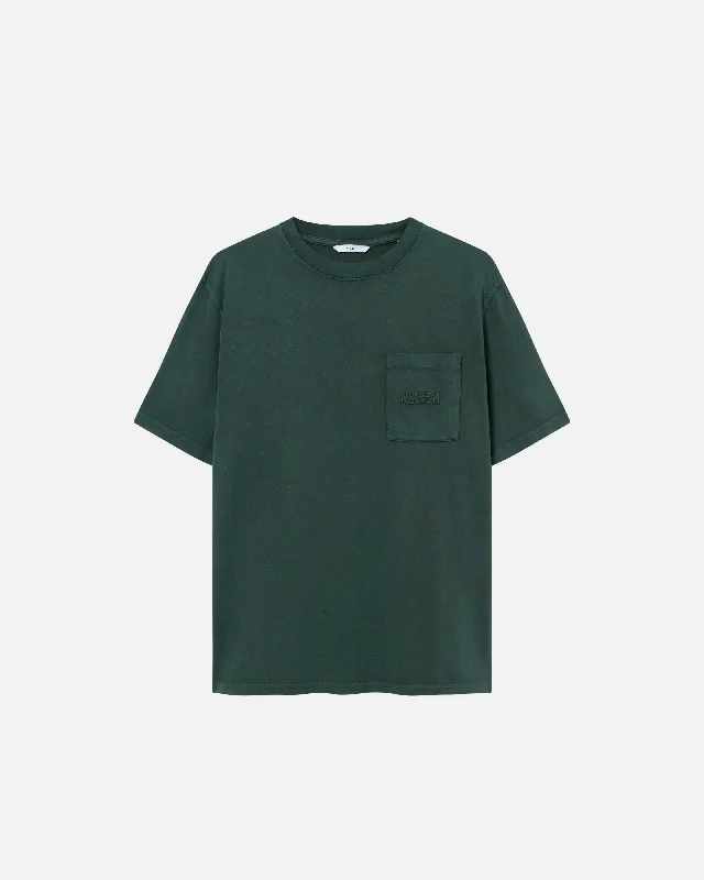 Over Dyed Tee Green Solid Color Striped Floral