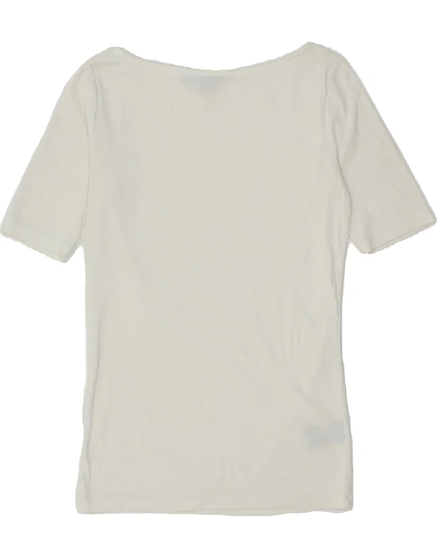 RALPH LAUREN Womens T-Shirt Top UK 6 XS White Cotton Lace Blend Ribbed Blend Corduroy Blend RALPH LAUREN Womens T-Shirt Top UK 6 XS White Cotton Lace Blend Ribbed Blend Corduroy Blend