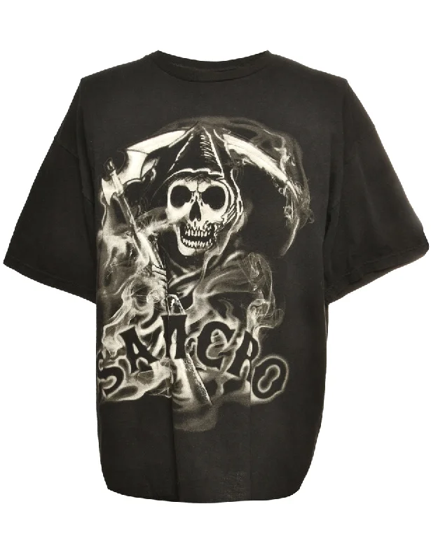 Samcro Printed T-shirt - M Striped Floral Plaid