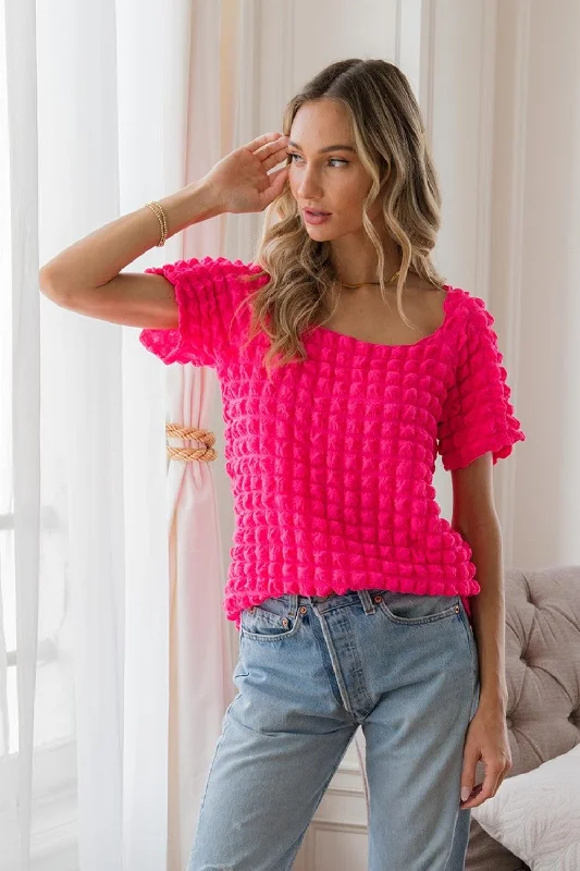 Sew In Love Bubble Textured Round Neck Short Sleeve T-Shirt Polka Dot Checkered Tartan Sew In Love Bubble Textured Round Neck Short Sleeve T-Shirt Polka Dot Checkered Tartan