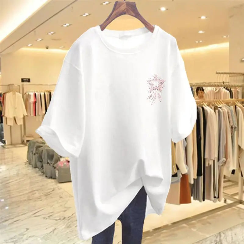 Women's Loose Cotton Cartoon Printed T-shirt Machine Wash Dry Clean Hand Wash