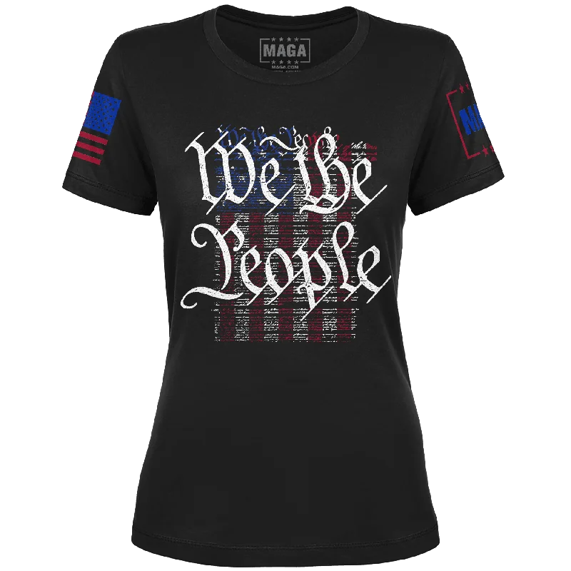 We The People Flag Ladies Tee Fleece Nylon Spandex