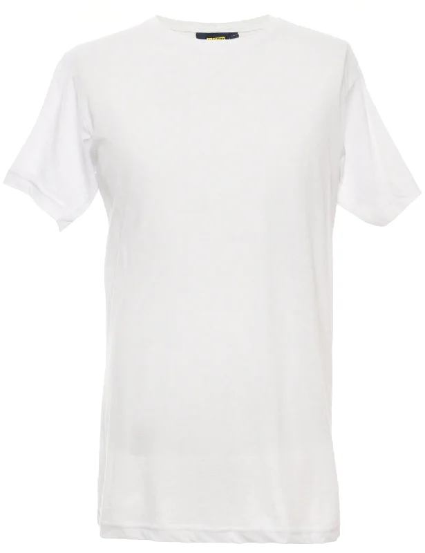 White Plain T-shirt - M Striped Floral Plaid