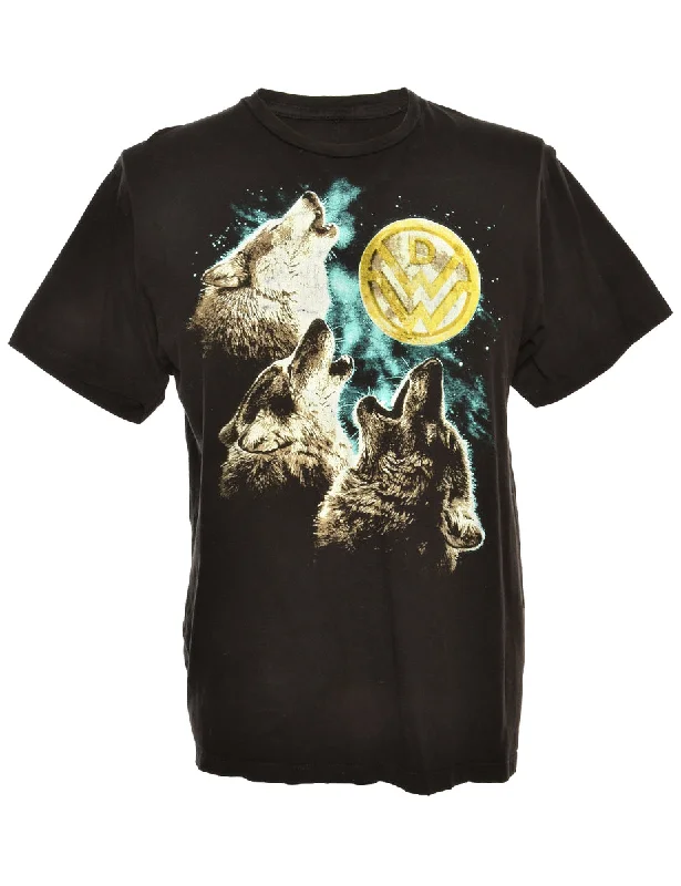Wolf Animal T-shirt - L Zippered Buttoned Snapped