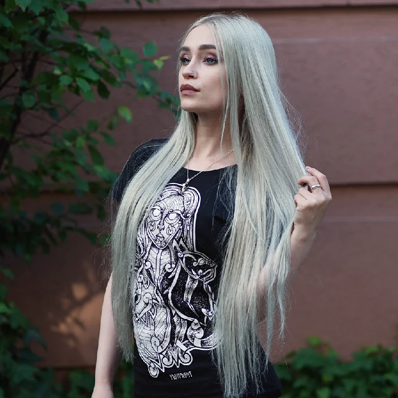 Women's Premium Tee, Freyja, Black Spandex Blend Rayon Blend Denim Blend