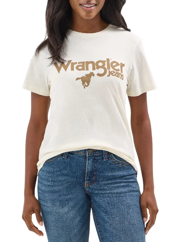 Wrangler Retro Women's Logo Short Sleeve Antique White Tee Casual Formal Business