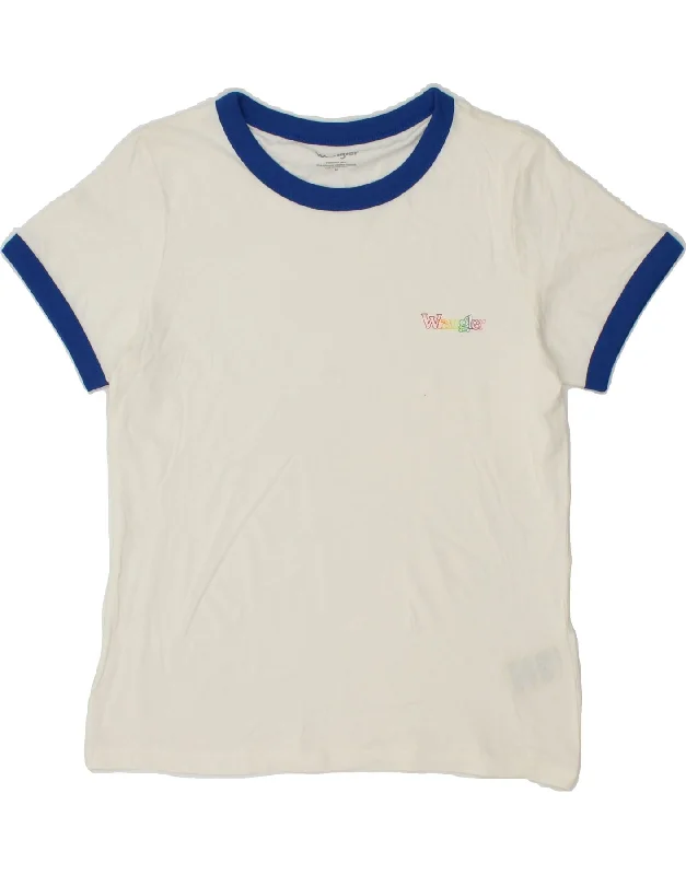 WRANGLER Womens T-Shirt Top UK 14 Medium White Cotton Knit Fabric Woven Fabric Fleece Fabric WRANGLER Womens T-Shirt Top UK 14 Medium White Cotton Knit Fabric Woven Fabric Fleece Fabric