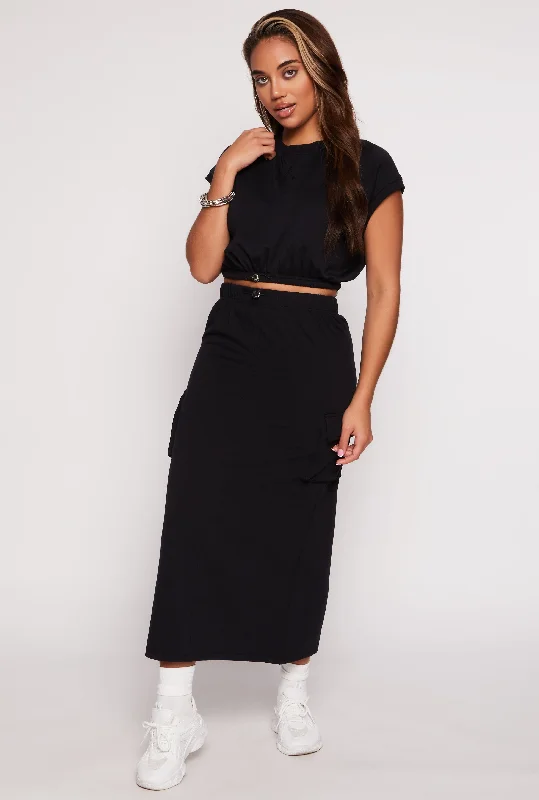 Almost Famous Fleece Maxi Cargo Skirt velvet skirt luxury