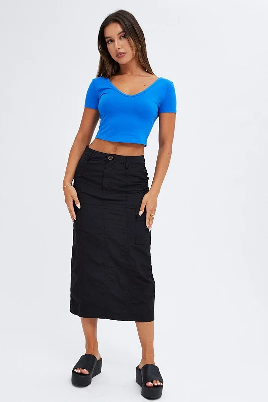 Black Cargo Skirt High Rise pencil skirt chic