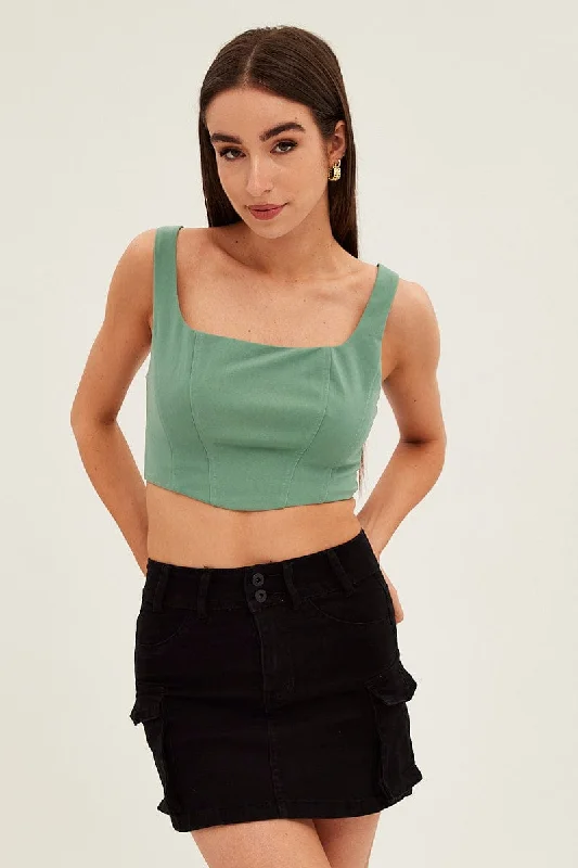 Black Cargo Utility Denim Mini Skirt cashmere skirt plush