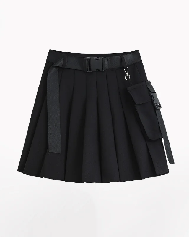 Functional Pocket Black Cargo Skirt maxi skirt elegant