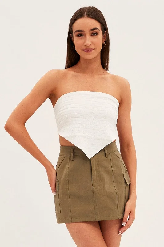 Green Cargo Skirt Mini Mid Rise leather skirt sleek