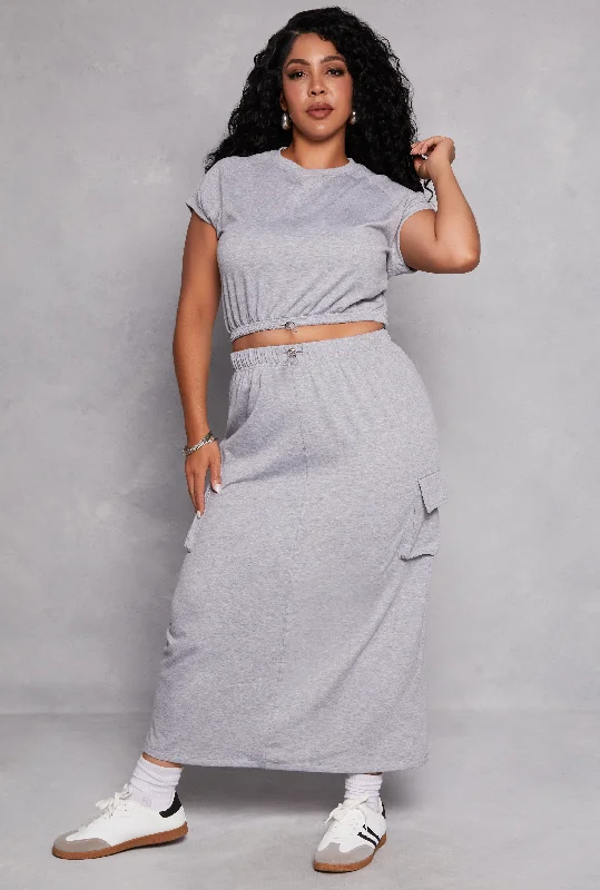 Plus Size Almost Famous Cargo Maxi Skirt chiffon skirt flowing