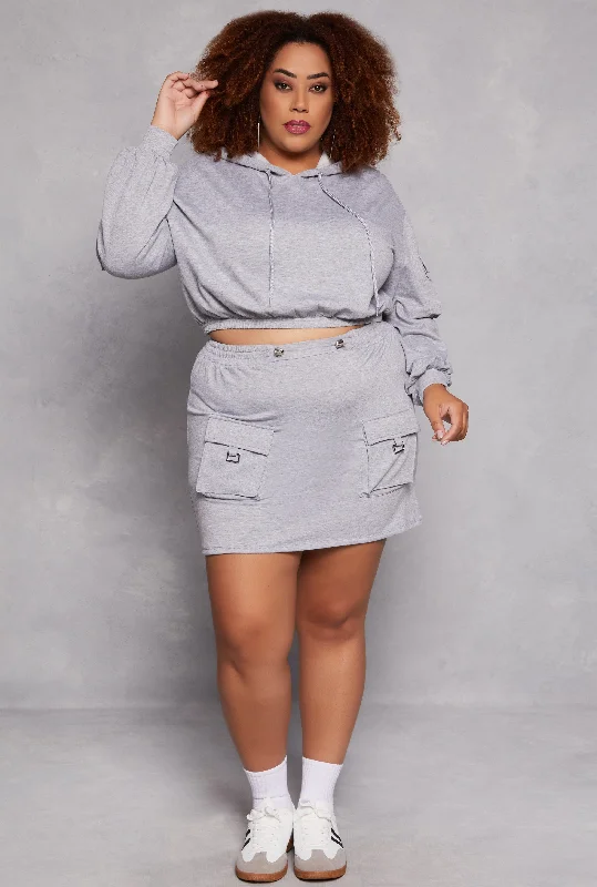 Plus Size Almost Famous Fleece Cargo Pocket Mini Skirt silk skirt elegant