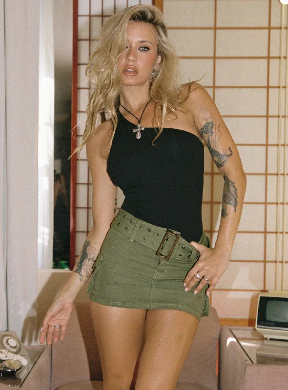 Iconic Cargo Mini Skirt Khaki modal blend skirt