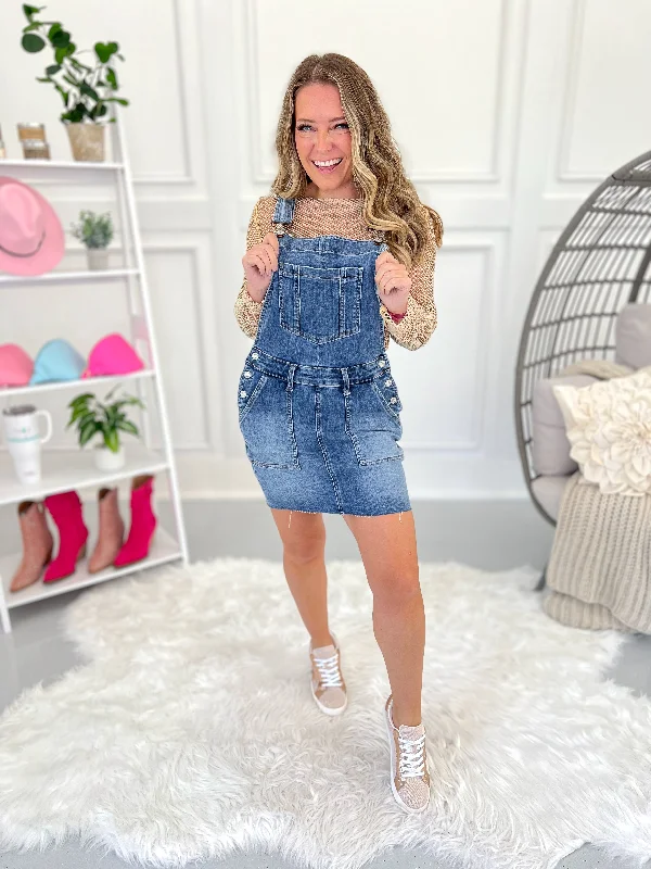 Judy Blue Raw Hem Overall Skirt - Final Sale corduroy skirt durable