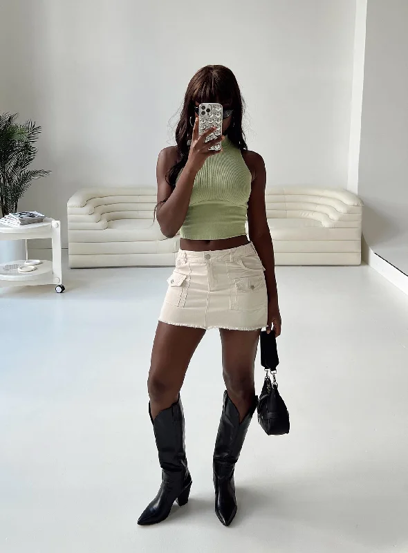 Kirky Cargo Mini Skirt Beige high slit skirt