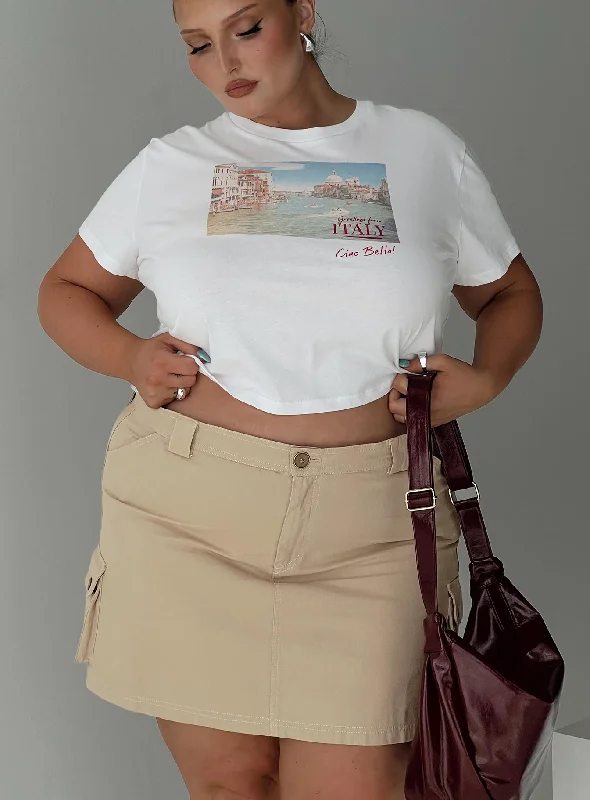 Lydie Cargo Mini Skirt Beige Curve wool skirt warm