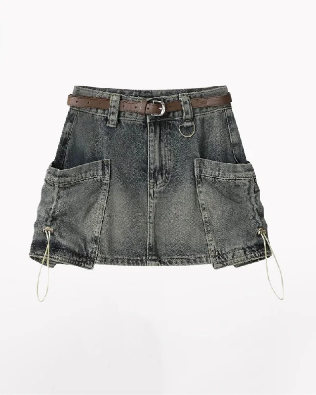 Big Pockets Denim Cargo Skirt leather skirt bold