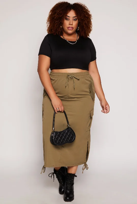 Plus Size Cargo Midi Skirt lightweight skirt design