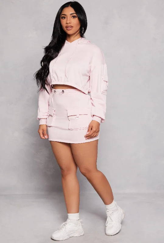 Almost Famous Fleece Cargo Pocket Mini Skirt linen skirt relaxed