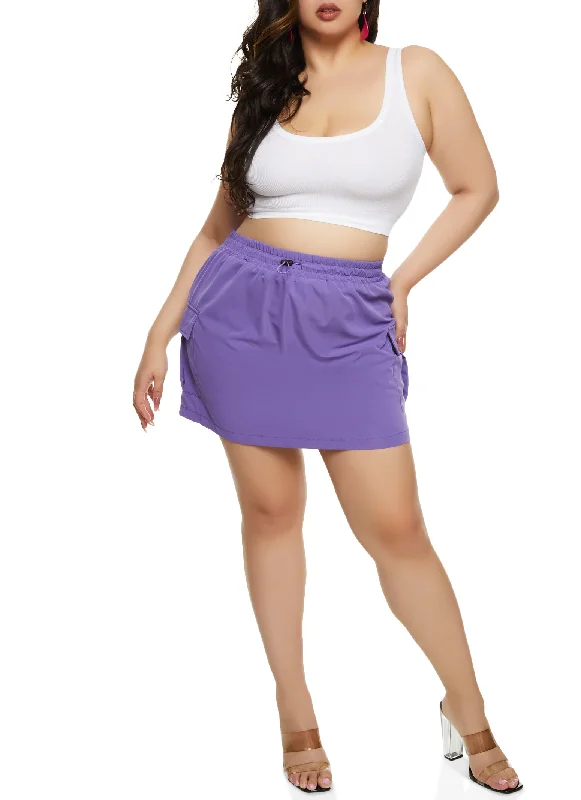 Plus Size Drawstring Mini Skirt lace skirt romantic