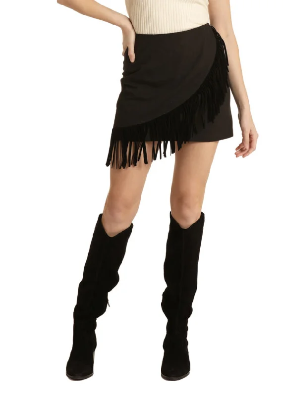 Rock & Roll Women's Suede Fringe Skirt corduroy skirt durable